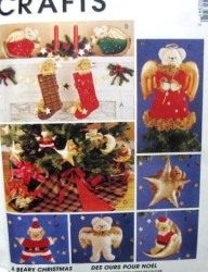 7866 BEARY ORNAMENTS,18'' STOCKINGS, SKIRT XMAS PATTERN
